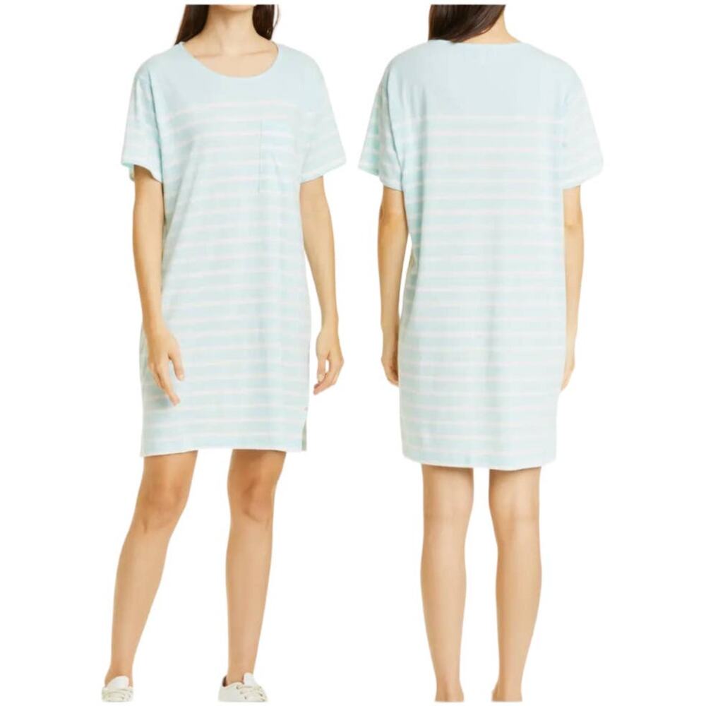 La Ligne NWT New Edie Knit Dress Size XS Pale Blue Ivory Stripe Shirt Dress
